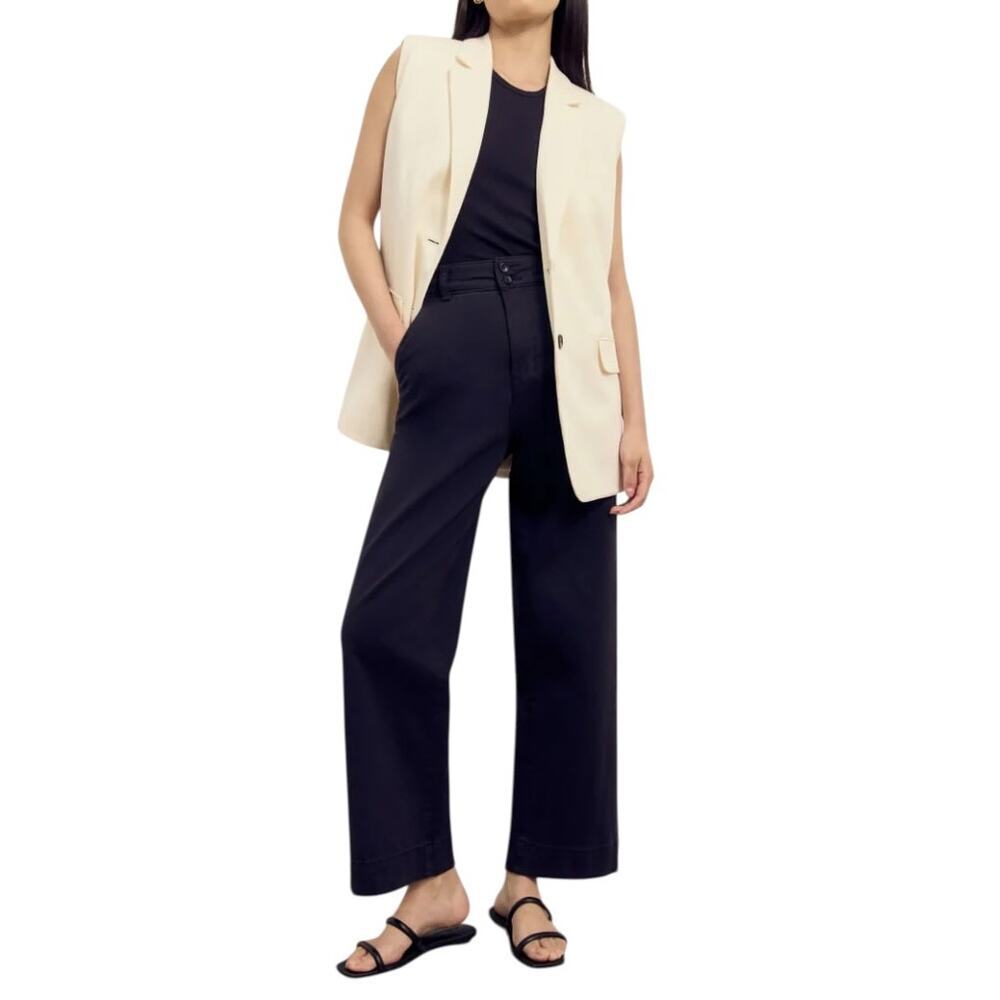 Everlane The Organic Cotton Twill Wide Leg Pants Black size 00 NWT - Picture 3 of 6